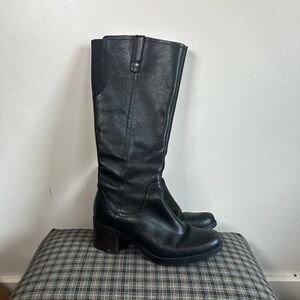Clark’s Black Heeled Leather Knee-High‎ Boots